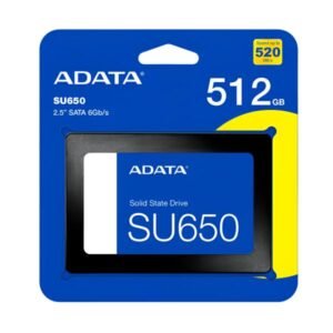 HD INTERNO SOLIDO 512GB ADATA SU650 2.5 PULG SATA III 520MB/S / 450MB/S ASU650SS-512GT-R