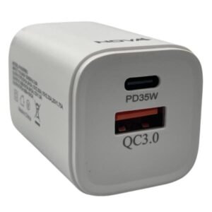 CARGADOR DE PARED NOVA PA035RBU001C 35W 1 PUERTO USB-C Y 1 PUERTO USB-A CARGA RAPIDA