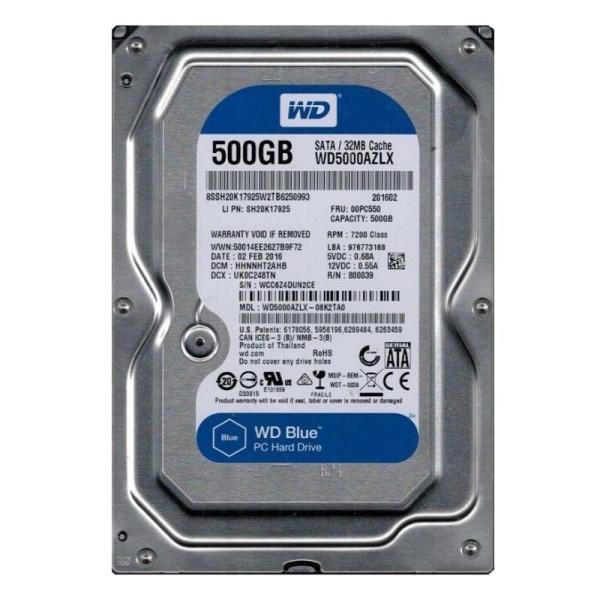 Disco duro para PC WD BLUE 500GB 7200RPM SATAII 16MB 3.5"WD5000AZLX