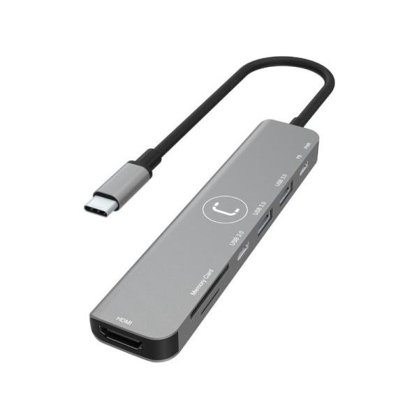 Hub Unno HB1107 USB-C 7 en 1 con HDMI y lector SD