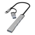 Hub Unno HB1014GY 2 en 1 USB-A/USB-C a 4 USB-A