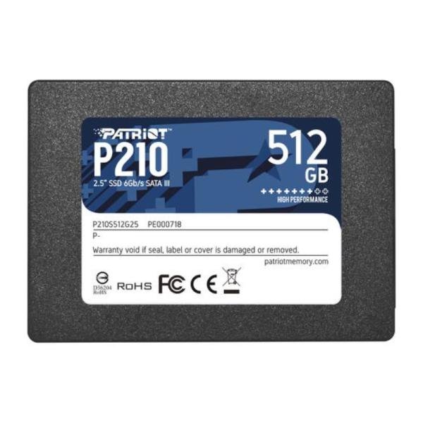 HD INTERNO sólido 512GB PATRIOT P210 2.5 PULG SATA III 520MB/S / 430MB/S P210S512G25 P210