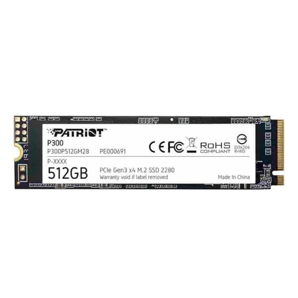 HD INTERNO sólido 512GB PATRIOT P300 M.2 2280 PCIE GEN3 X4 1700MB/S / 1100MB/S P300P512GM28 P300