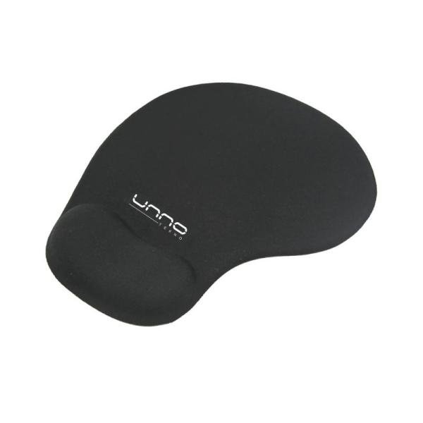 Mouse pad Unno MP6001BK con apoyo de gel negro
