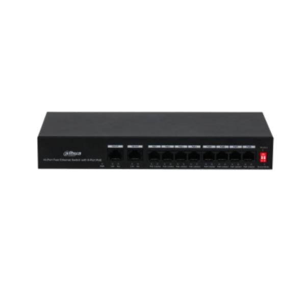 Switch Dahua PFS3010-8ET-65 de 8 puertos PoE y 2 enlaces