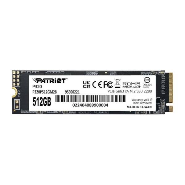 HD INTERNO sólido 512GB PATRIOT P320 M.2 2280 PCIE GEN3 X4 3000MB/S / 2200MB/S P320P512GM28