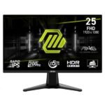 Monitor GAMING MSI MAG 255F E20 25 PULG PLANO 1920X1080 FHD 200 HZ IPS FREESYNC HDMI DISPLAYPORT HDR 9S6-3BC21M-046