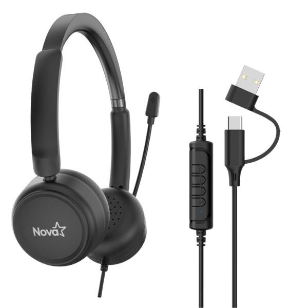 HEADSET NOVA ALÁMBRICO USB-C micrófono INCLUIDO ENC FHS44160001C
