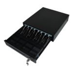 GAVETA de dinero punto de venta SAT AMERICA SAT RS130 RJ11 4 COMPARTIMENTOS BILLETES 8 MONEDAS APERTURA AUTOMATICA y LLAVE 133 X 390 X 418 MM 4070010000100