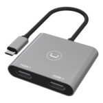 Adaptador Unno TEKNO HB1103GY USB-C 2X HDMI soporte 4K y PLUG & PLAY