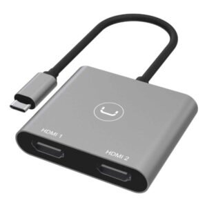 Adaptador Unno TEKNO HB1103GY USB-C 2X HDMI soporte 4K y PLUG & PLAY