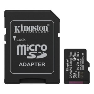Memoria MICRO SD 64GB Kingston CANVAS SELECT PLUS GEN3 CLASE 10 UHS-I U1 V10 A1 100 MB/S DISPOSITIVOS ANDROID y CAMARAS SDCS3/64GB