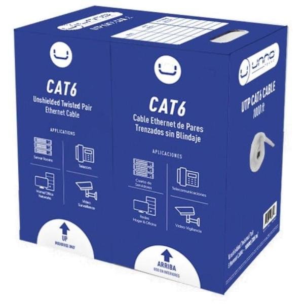 Bobina Unno CB4399GY Cat6 UTP CCA 1000 pies