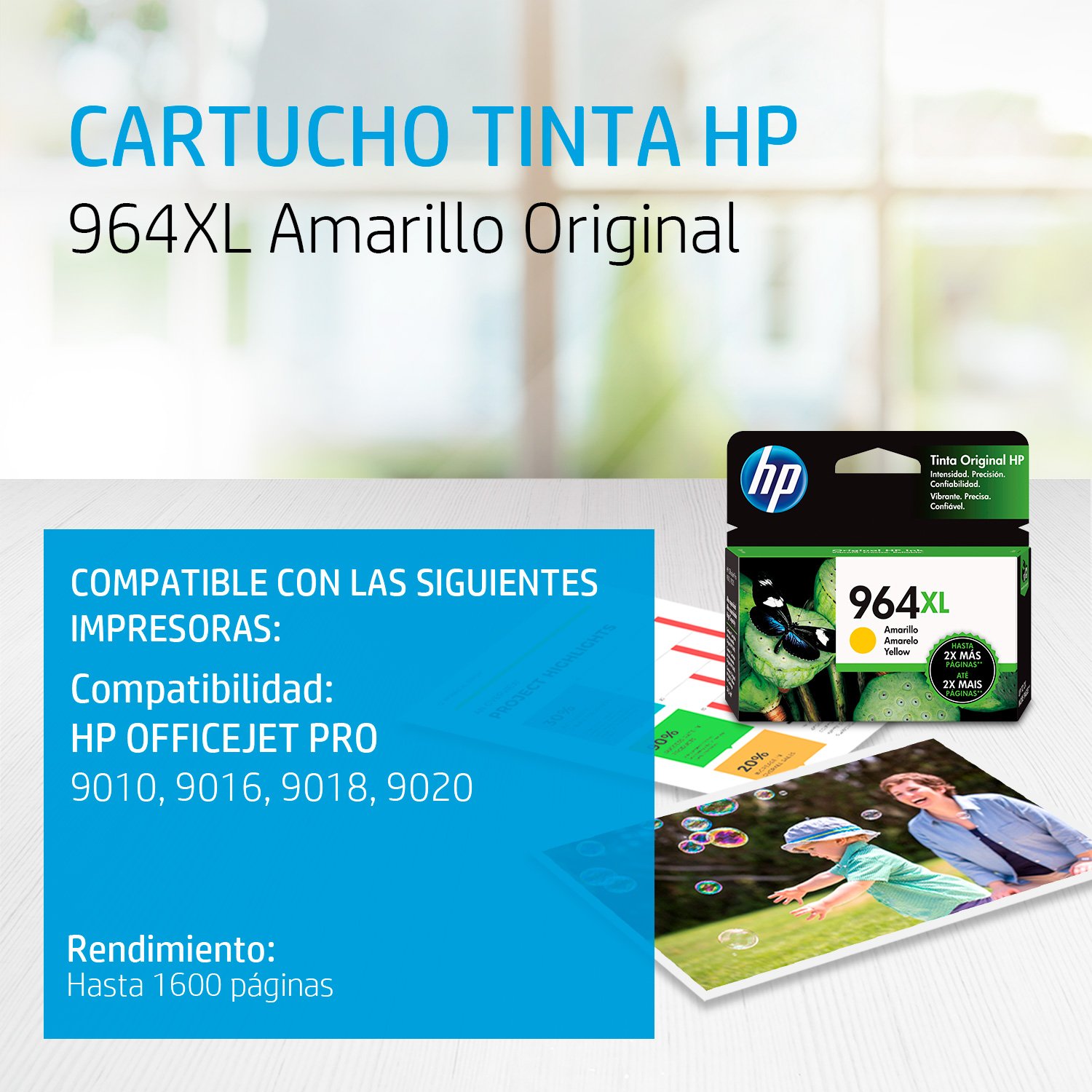 HP cartucho tinta 964XL amarillo alto rendimiento 3JA56AL