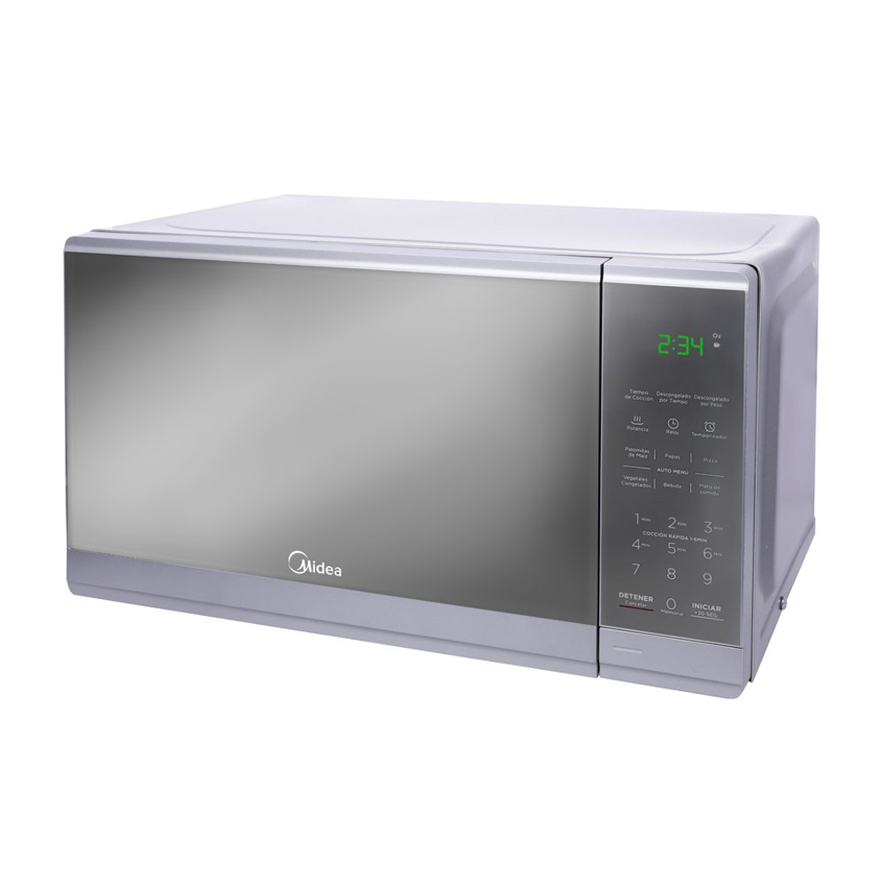 Midea Microondas 0.7 pies puerta con acabado espejo Gabinete Gris MMDF07S2MG