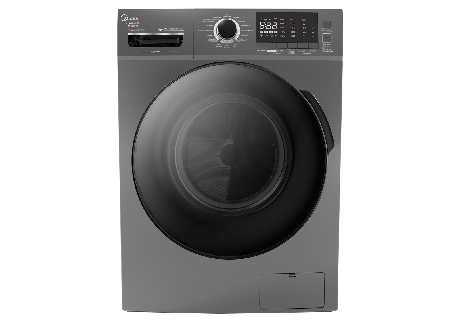 Midea Lavasecadora Carga frontal de 15 kg Gris MF200D150WB/T-CA